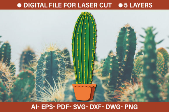 3D Cactus Paper Cut SVG: Graphics for Crafts