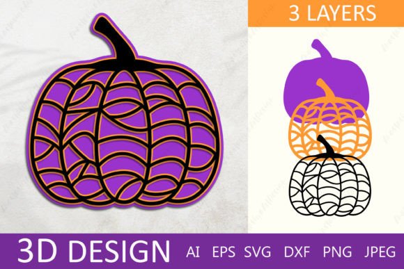 3D Halloween Pumpkin SVG for Graphics & Crafts