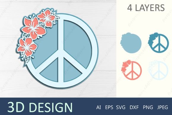 3D Peace Sign Graphics for Crafts & Blogs