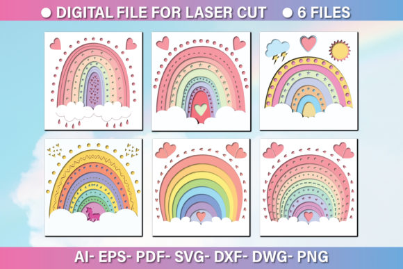 3D Rainbow Paper Cut SVG for Crafts & Graphics