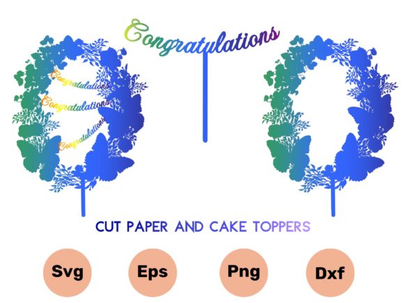 3D SVG Cut Paper Cake Toppers Rainbow Graphics Crafts