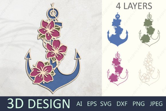 Anchor 3d Layered Svg: Graphics for Crafts