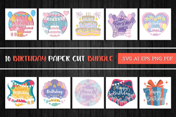 Birthday 3D SVG Graphics for Crafts