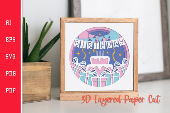 Birthday Card 3D SVG: Graphics for Crafts