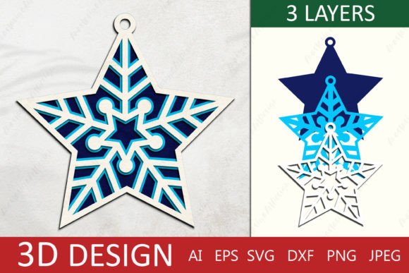 Christmas Star 3d Layered Ornament: Graphics for Crafts