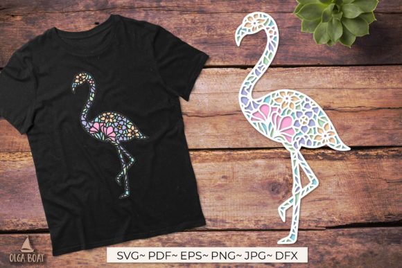 Flamingo Svg 3d Layered Bird Template: Graphics for Crafts