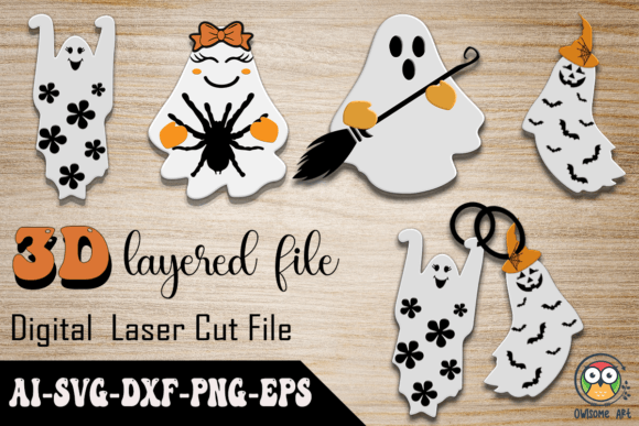 Halloween Cute Boo 3D SVG: Graphics for Crafts