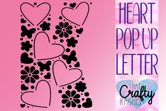 Letter K Pop Up Heart 3D SVG Shapes