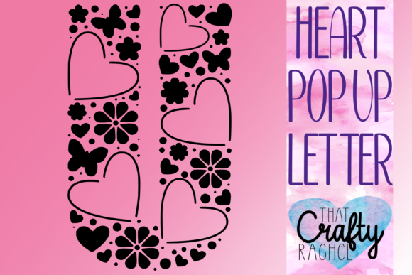Letter U Pop Up Heart: 3D SVG Shapes