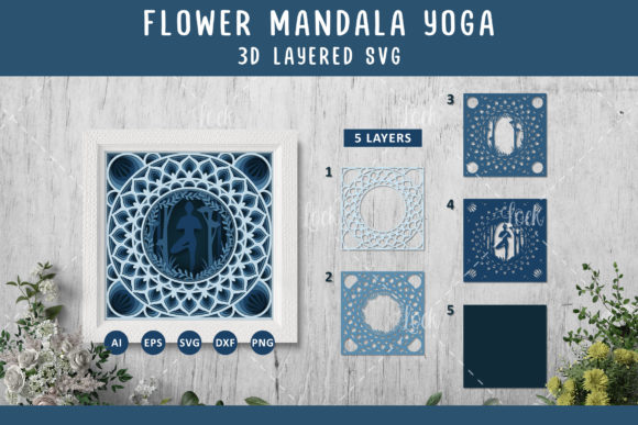 Mandala Yoga SVG: 3D Graphics for Crafts