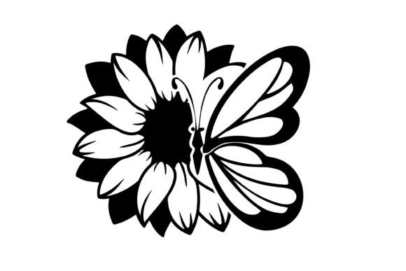 Sunflower Butterfly 3D SVG for Graphics & Crafts