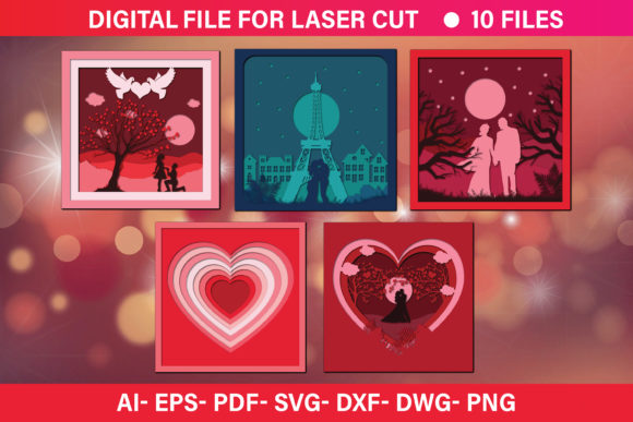 Valentine’s 3D Paper Cut Graphics for Crafts